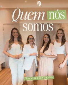 Equipe do Instituto Plenitude reunida no consultório, com o título Quem nós somos